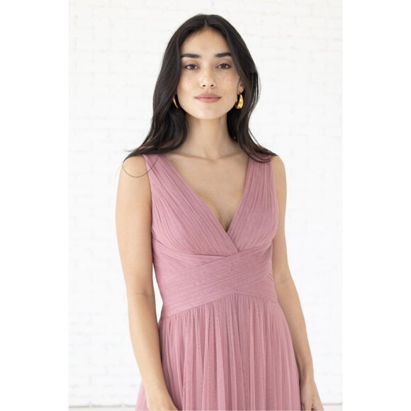 Long Tulle Bridesmaid Dress. Morganite. Size 2X - Picture 3 of 5